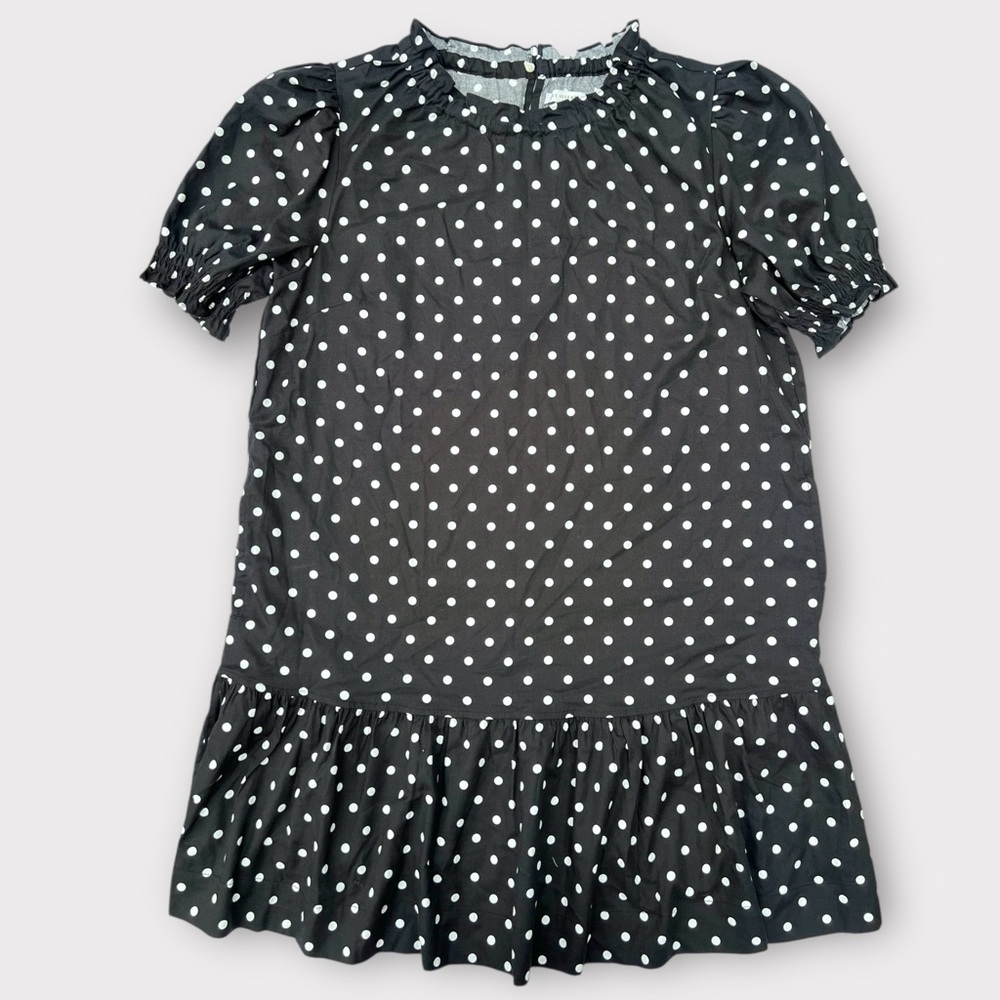 NWOT Free Assembly Mini Dress Ruffle Neck Black and White Polka Dot | Women’s L